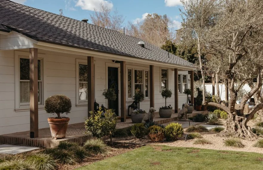 Exterior view of a house with garden