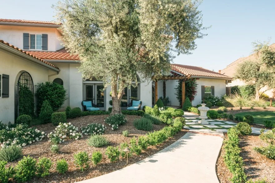 Traditional landscape design of a California residence