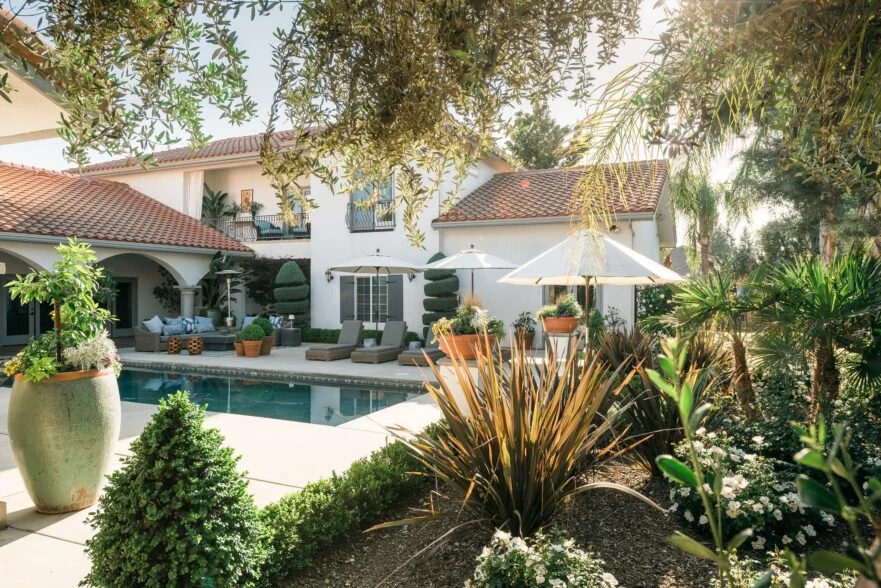 Traditional Spanish-style house with landscaped garden and pool