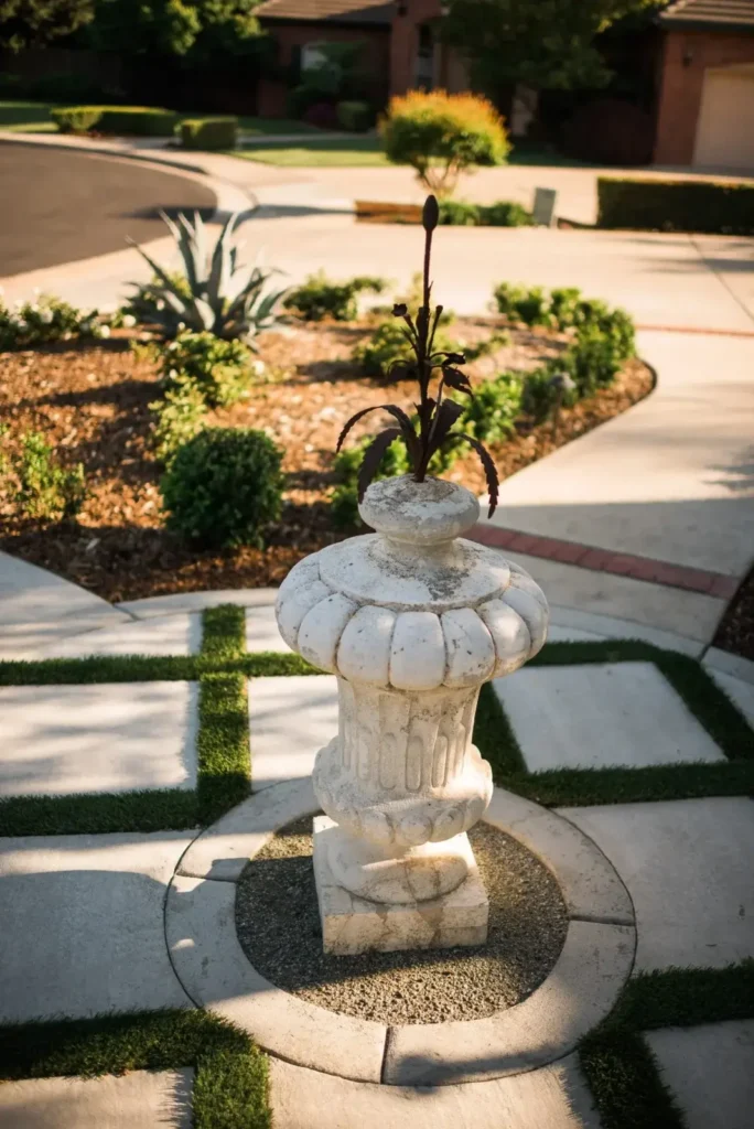 Fountain in a landscaped garden
